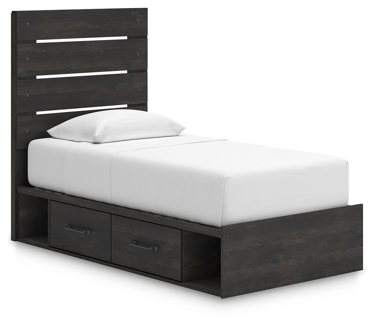 Hollivern  Panel Bed With Storage, Dresser And Mirror