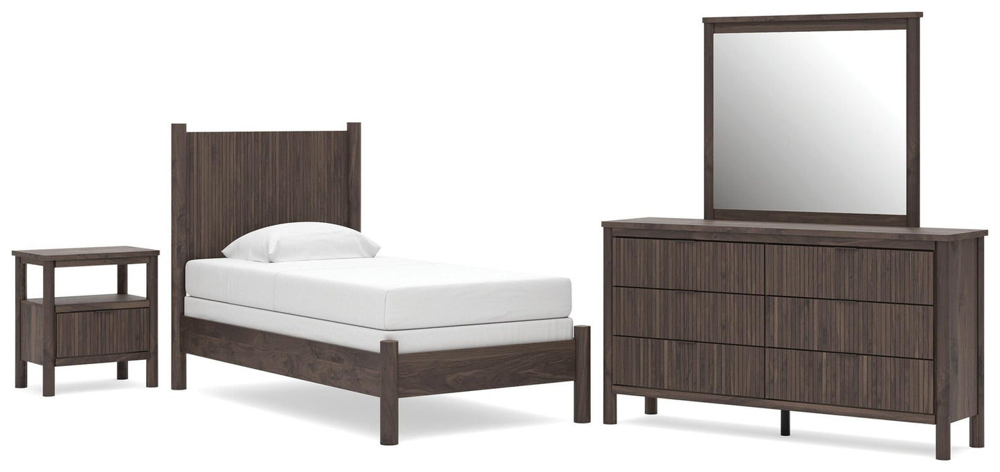 Pamytta  Panel Bed, Dresser, Mirror And Nightstand