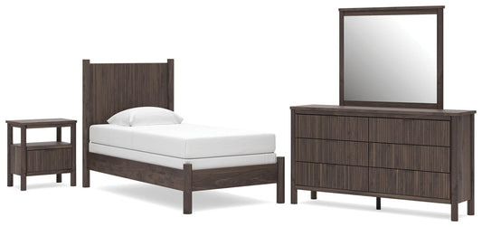 Pamytta  Panel Bed, Dresser, Mirror And Nightstand