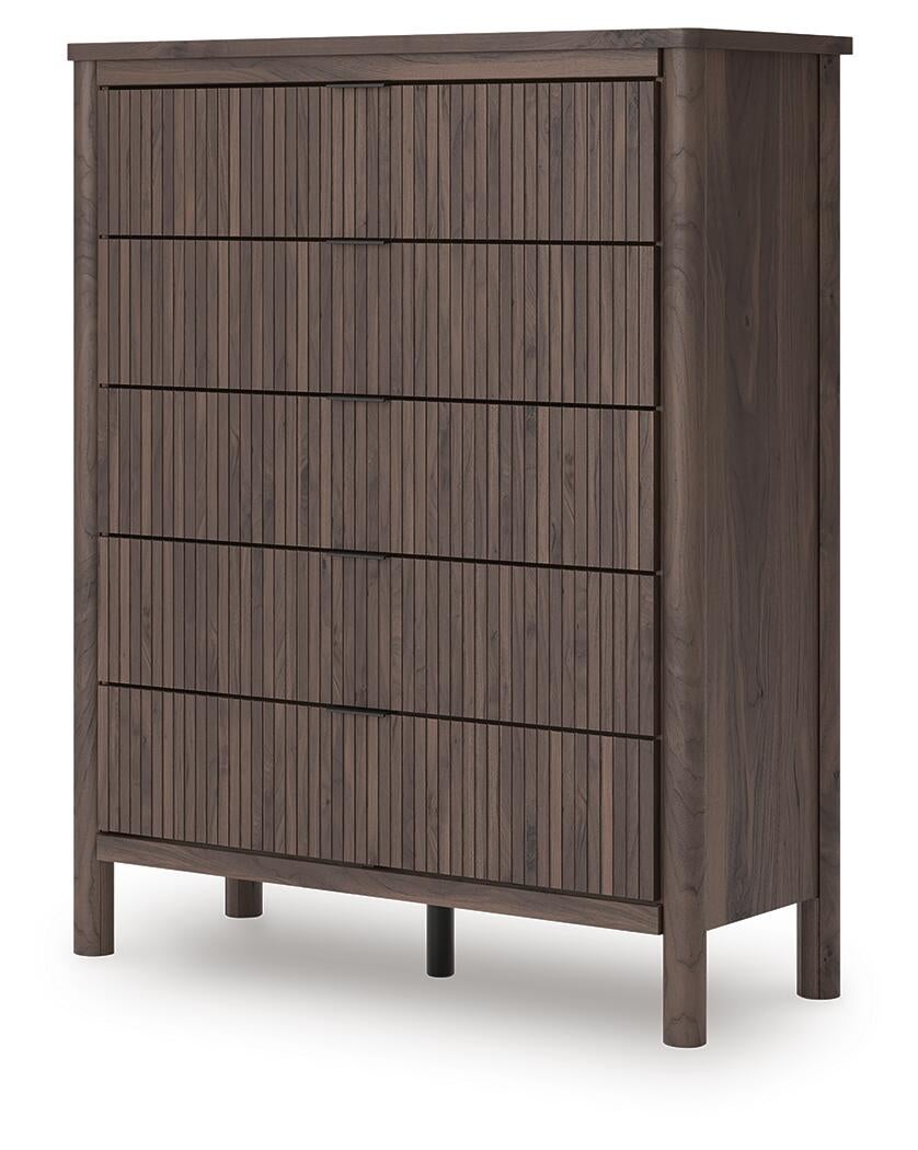 Pamytta  Upholstered Panel Platform Bed, Dresser, Mirror, Chest And Nightstand