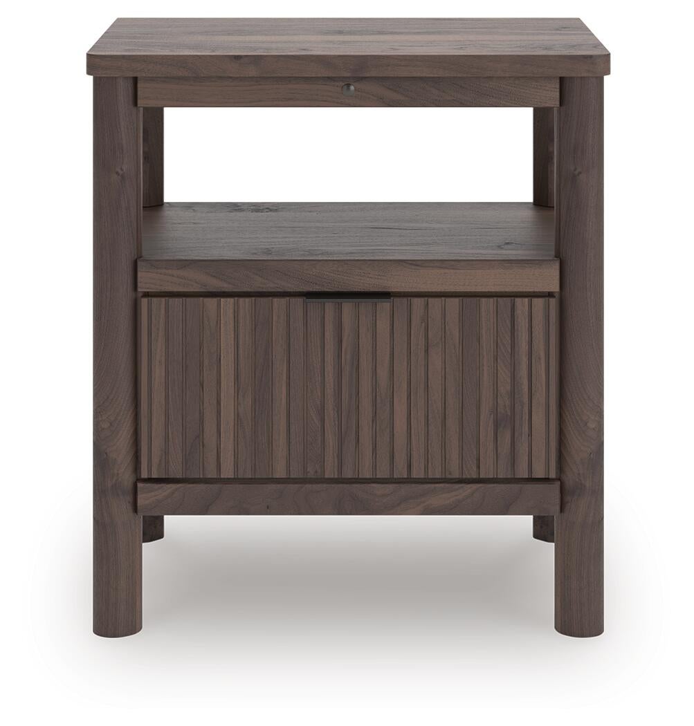 Pamytta  Upholstered Panel Platform Bed, Dresser, Mirror, Chest And Nightstand