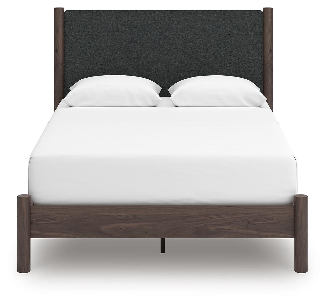Pamytta  Upholstered Panel Platform Bed, Dresser And Mirror