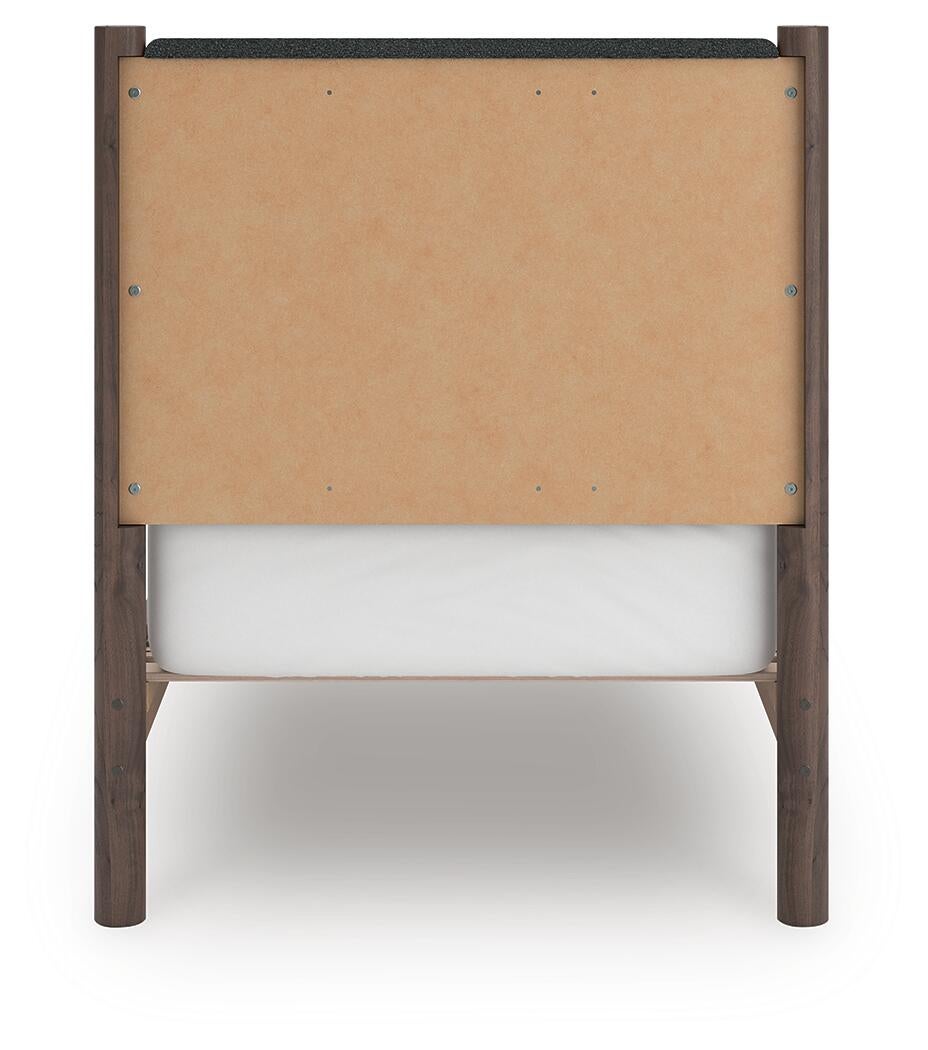 Pamytta  Upholstered Panel Platform Bed, Dresser, Mirror, Chest And Nightstand