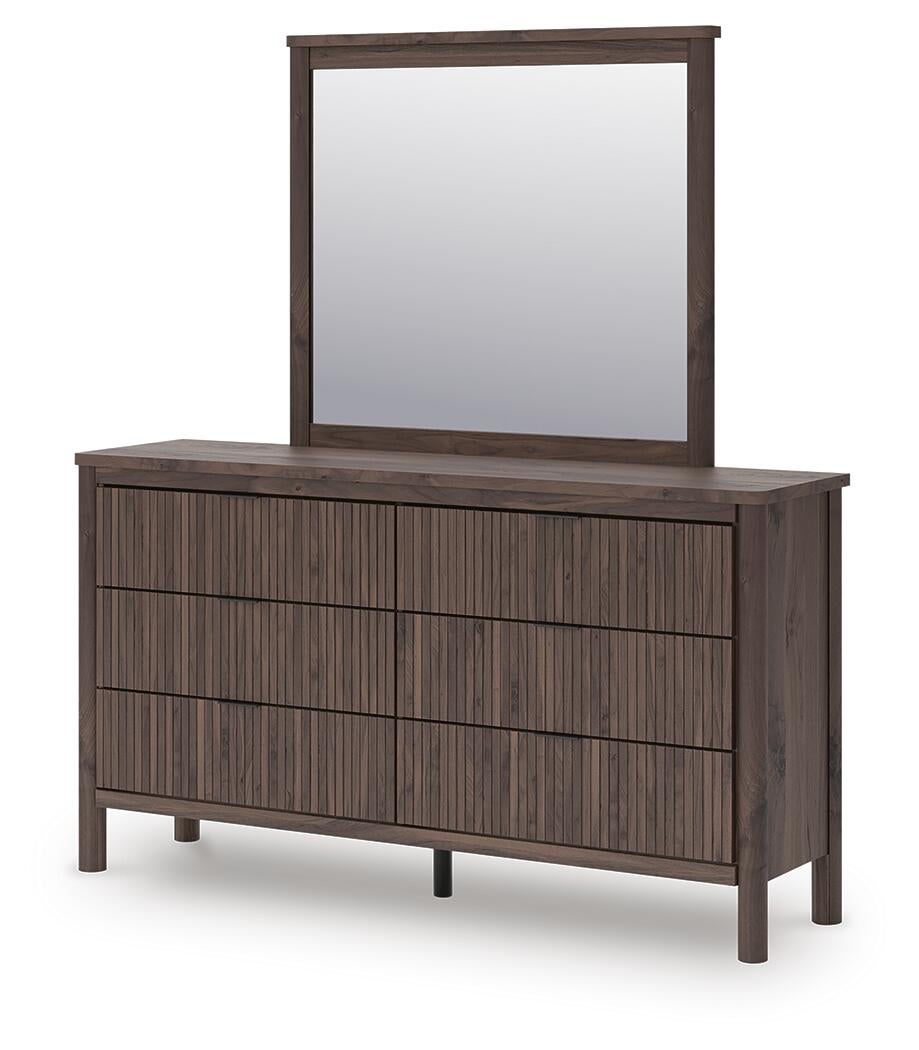 Pamytta  Upholstered Panel Platform Bed, Dresser, Mirror And Nightstand