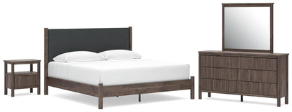 Pamytta  Upholstered Panel Platform Bed, Dresser, Mirror And Nightstand