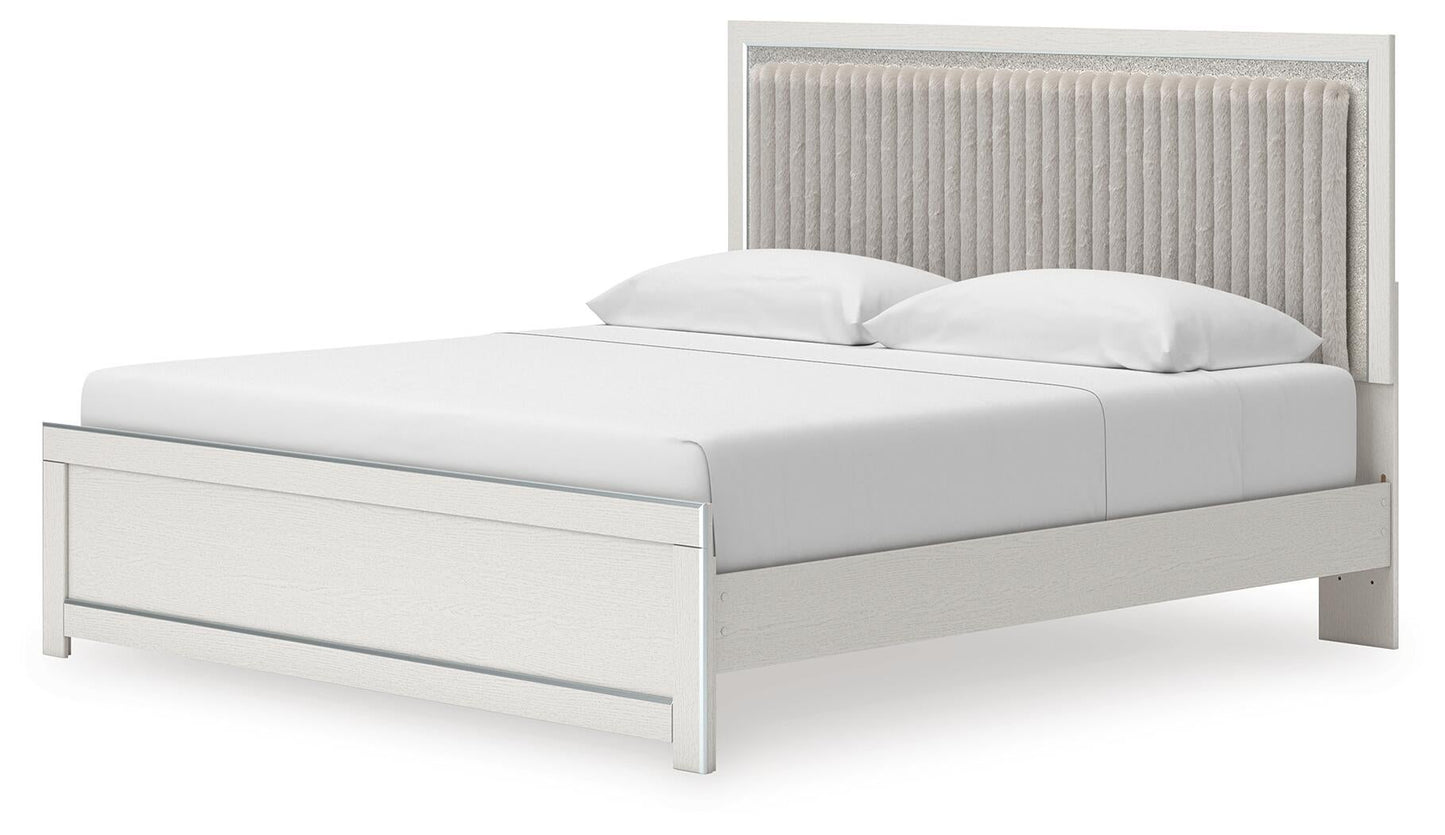 Zuraleus  Upholstered Panel Platform Bed, Dresser, Mirror, Chest And Nightstand