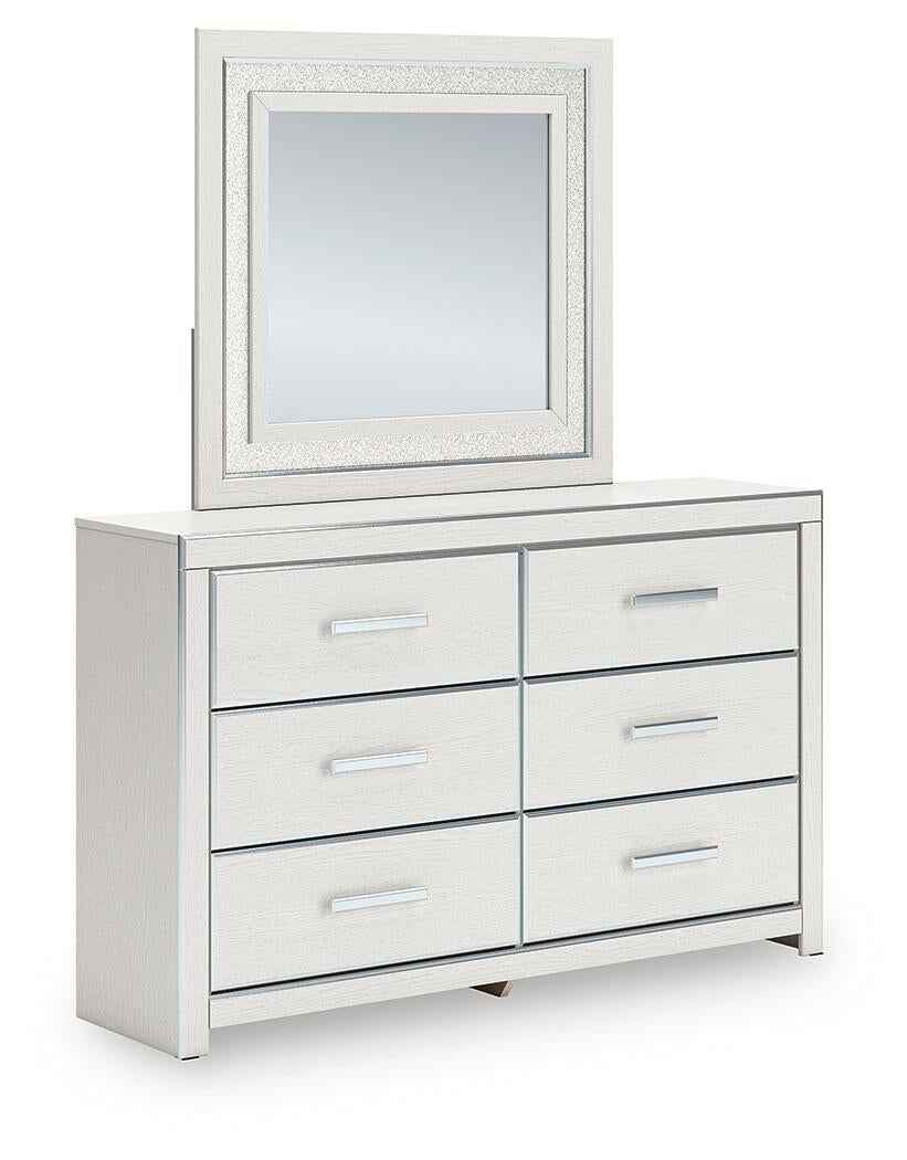 Zuraleus  Upholstered Panel Platform Bed, Dresser And Mirror