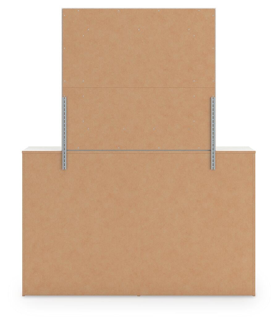 Zuraleus  Upholstered Panel Bed, Dresser, Mirror And Nightstand