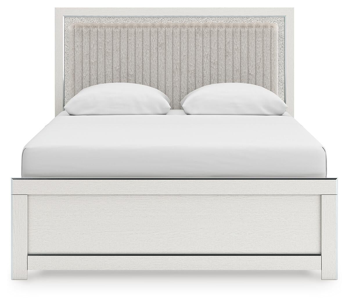 Zuraleus  Upholstered Panel Bed, Dresser And Mirror