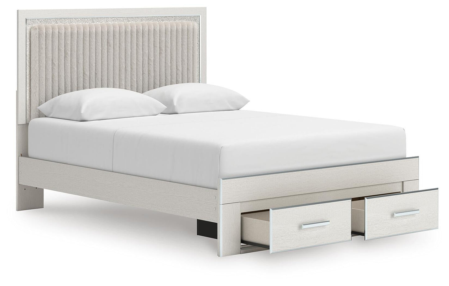 Zuraleus  Upholstered Panel Platform Storage Bed, Dresser And Mirror