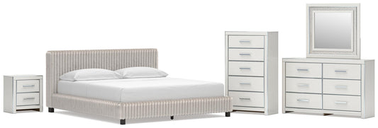 Zuraleus California  Upholstered Bed, Dresser, Mirror, Chest And Nightstand