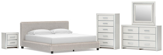 Zuraleus  Upholstered Bed, Dresser, Mirror, Chest And Nightstand