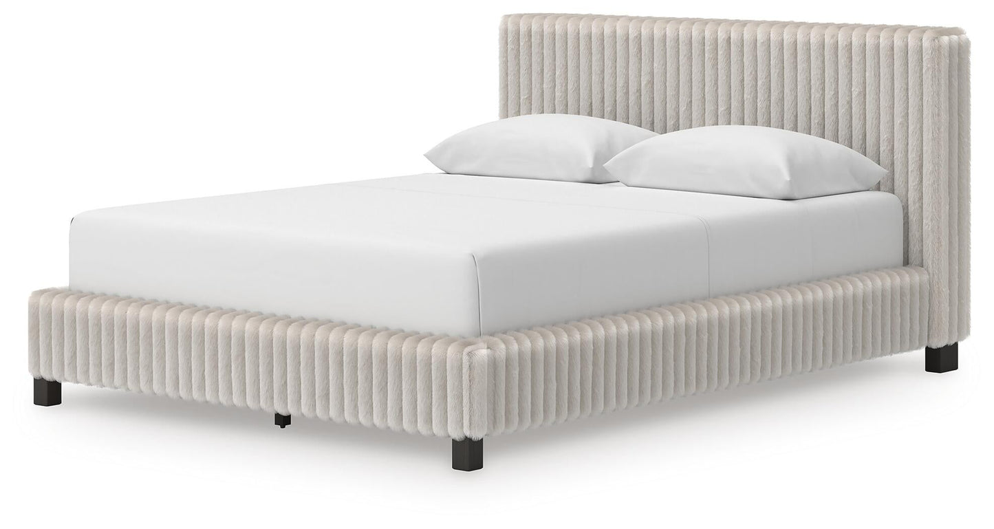 Zuraleus  Upholstered Bed, Dresser, Mirror And Nightstand