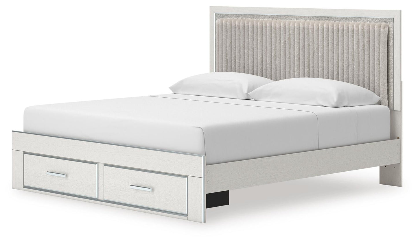 Zuraleus  Upholstered Panel Platform Storage Bed, Dresser, Mirror And Nightstand