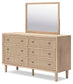 Cielden California  Upholstered Bed With Roll Slats, Dresser, Mirror, Chest And Nightstand