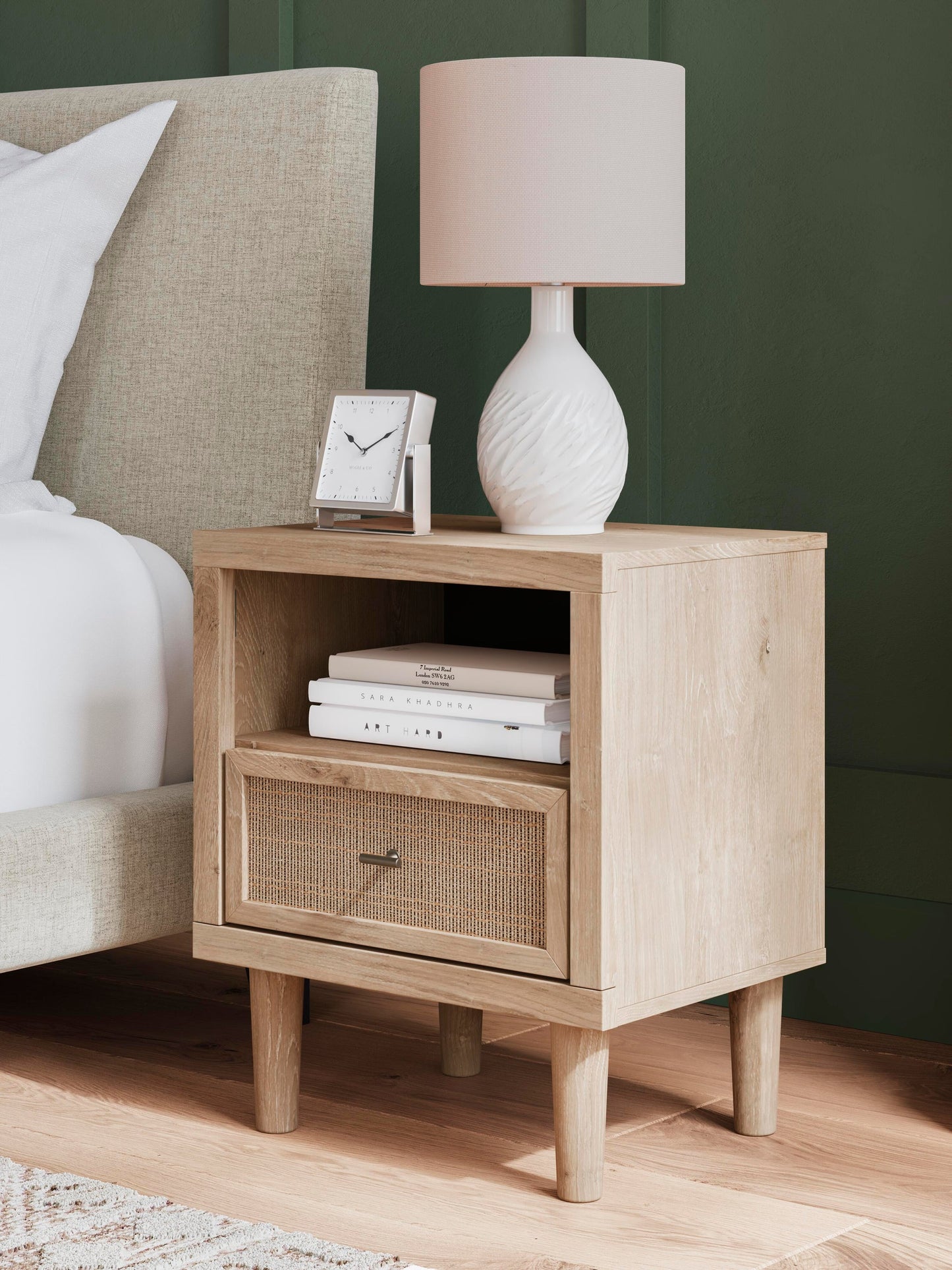 Cielden California  Upholstered Bed With Roll Slats, Dresser, Mirror, Chest And Nightstand