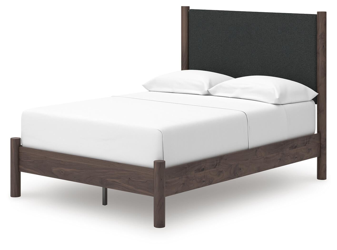 Pamytta  Upholstered Panel Platform Bed, Dresser And Mirror