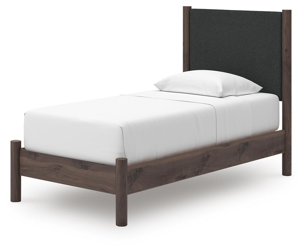 Pamytta  Upholstered Panel Platform Bed, Dresser And Mirror
