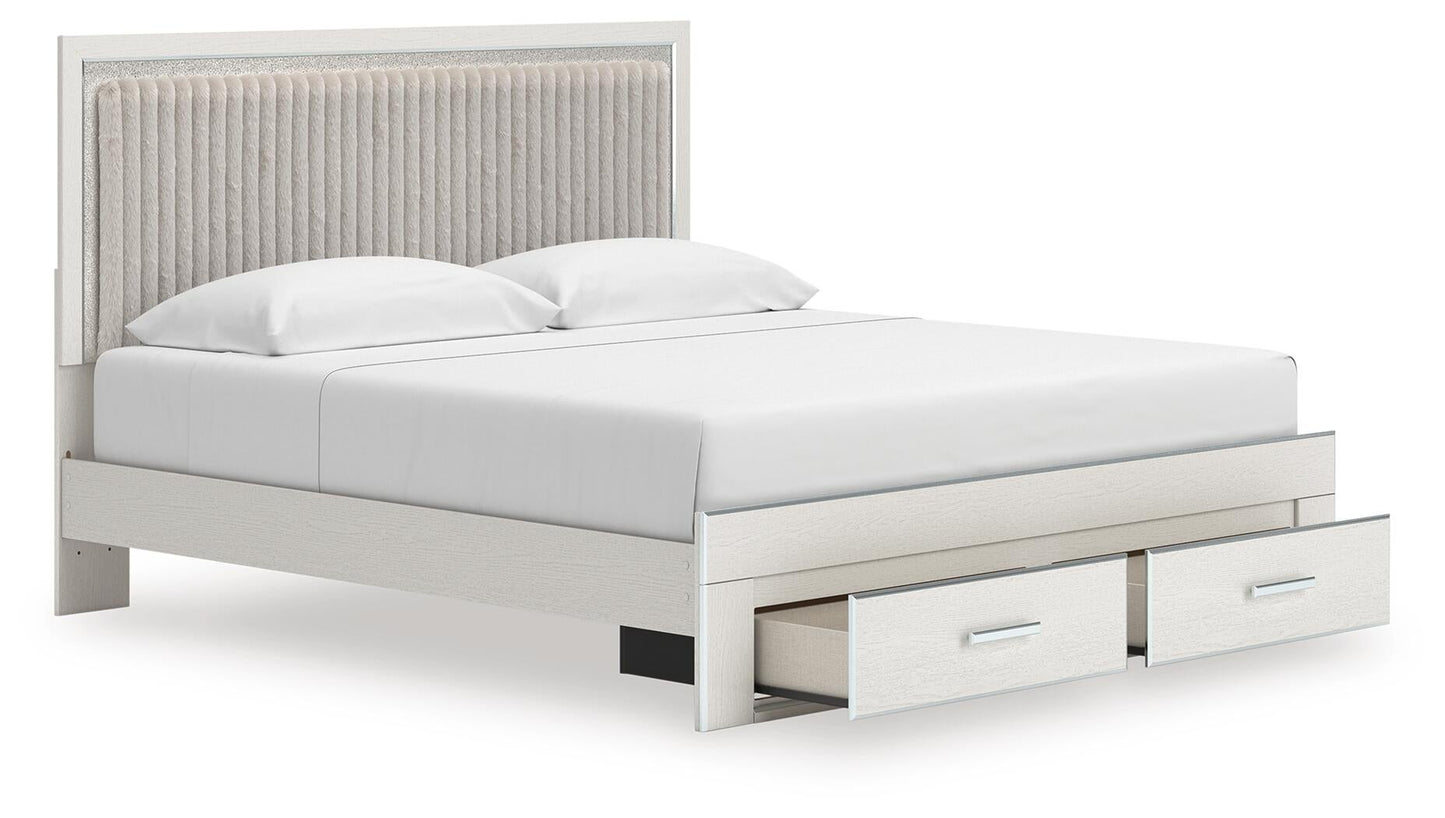 Zuraleus  Upholstered Panel Platform Storage Bed, Dresser And Mirror