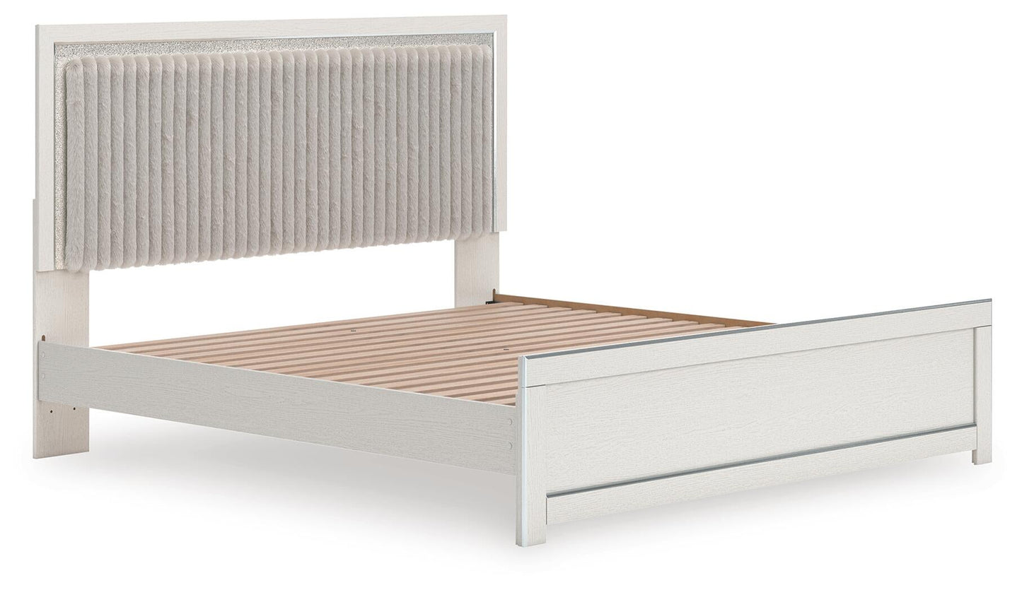 Zuraleus  Upholstered Panel Platform Bed, Dresser, Mirror And Nightstand