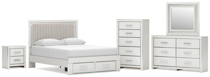 Zuraleus  Upholstered Panel Platform Storage Bed, Dresser, Mirror, Chest And Nightstand