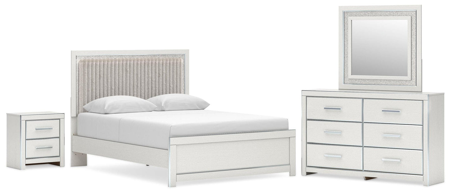 Zuraleus  Upholstered Panel Platform Bed, Dresser, Mirror And Nightstand