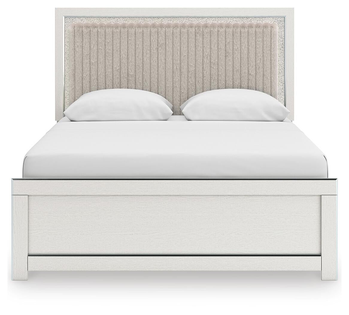 Zuraleus  Upholstered Panel Platform Bed, Dresser, Mirror And Nightstand