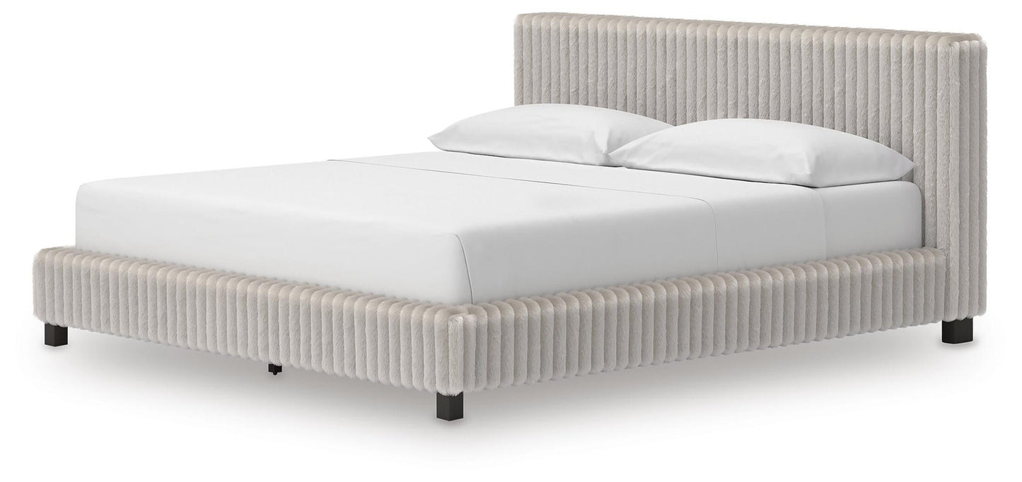Zuraleus California  Upholstered Bed, Dresser, Mirror And Nightstand