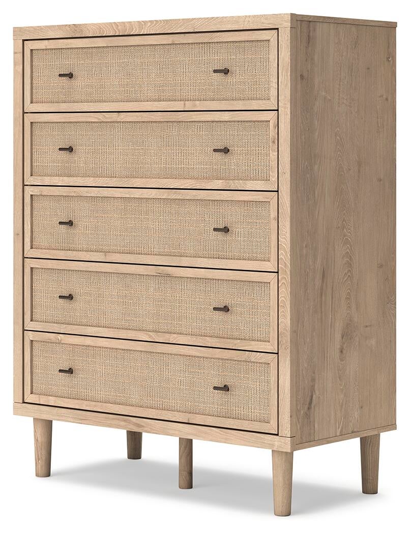 Cielden  Upholstered Bed With Roll Slats, Dresser, Mirror, Chest And Nightstand