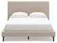 Cielden  Upholstered Bed With Roll Slats, Dresser And Mirror