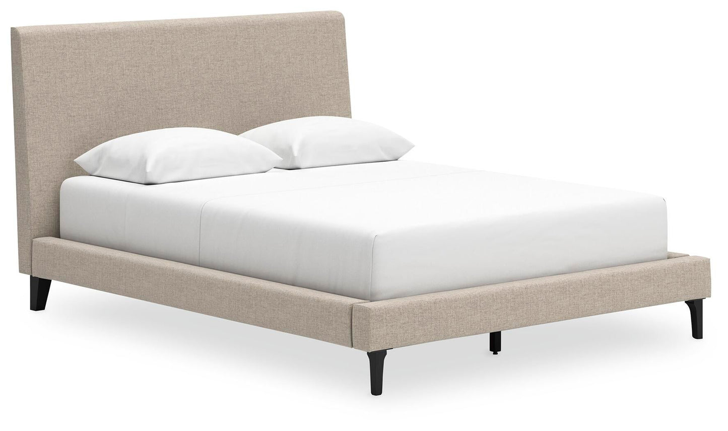 Cielden  Upholstered Bed With Roll Slats, Dresser And Mirror