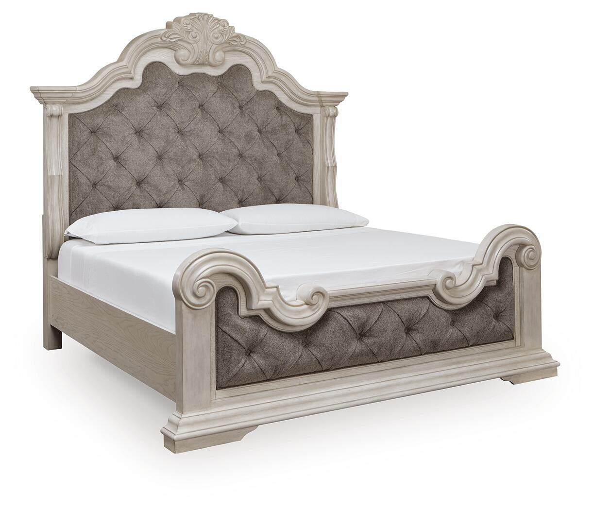 Bruchandi  Upholstered Panel Bed With Mirrored Dresser