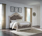 Bruchandi  Upholstered Panel Bed With Mirrored Dresser
