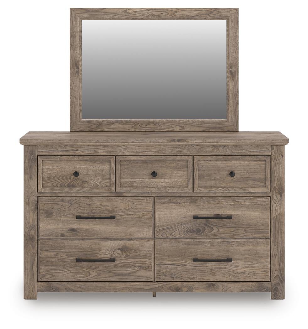 Rusticott  Poster Bed, Dresser, Mirror And Nightstand