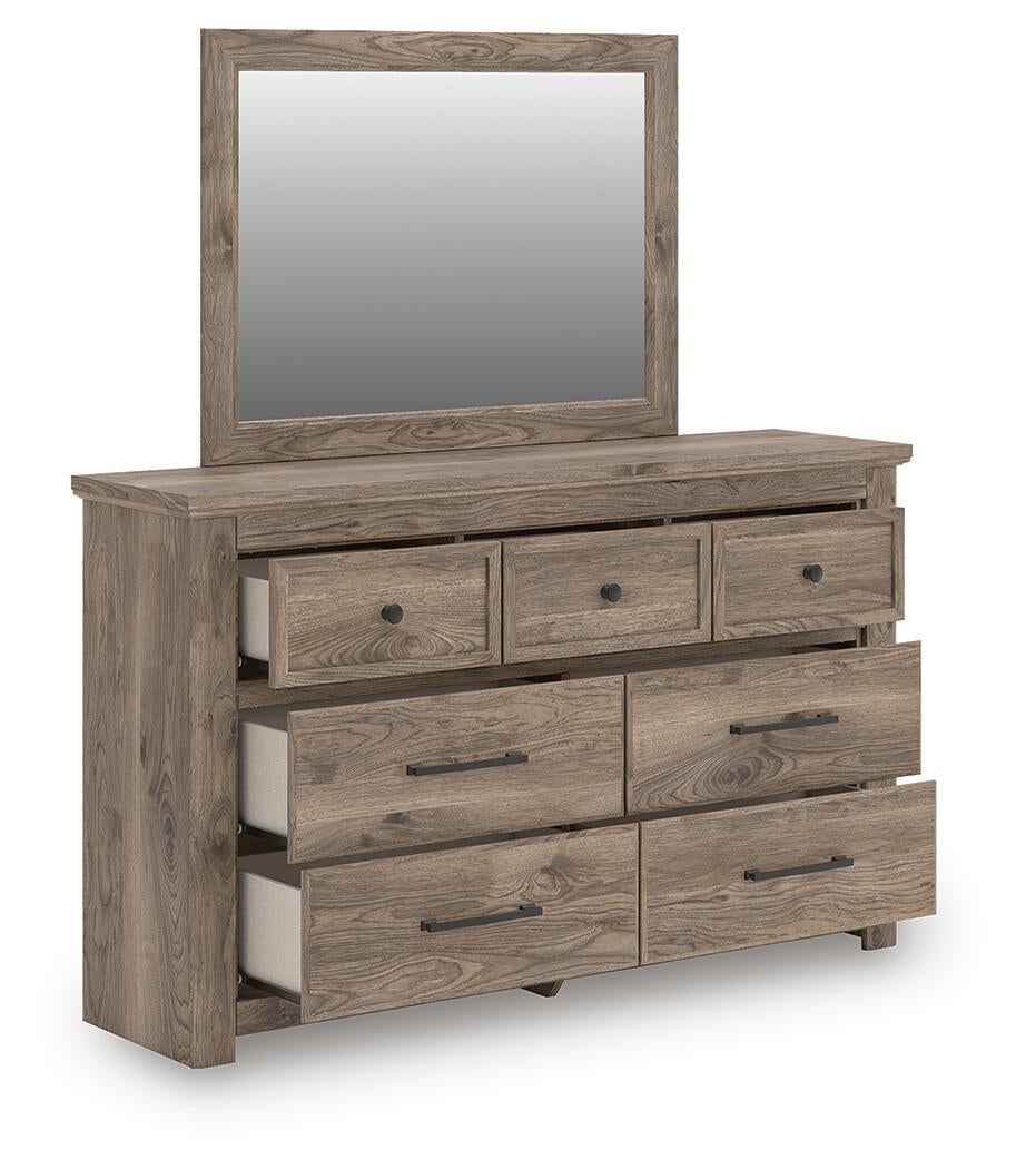 Rusticott  Poster Bed With Mirrored Dresser