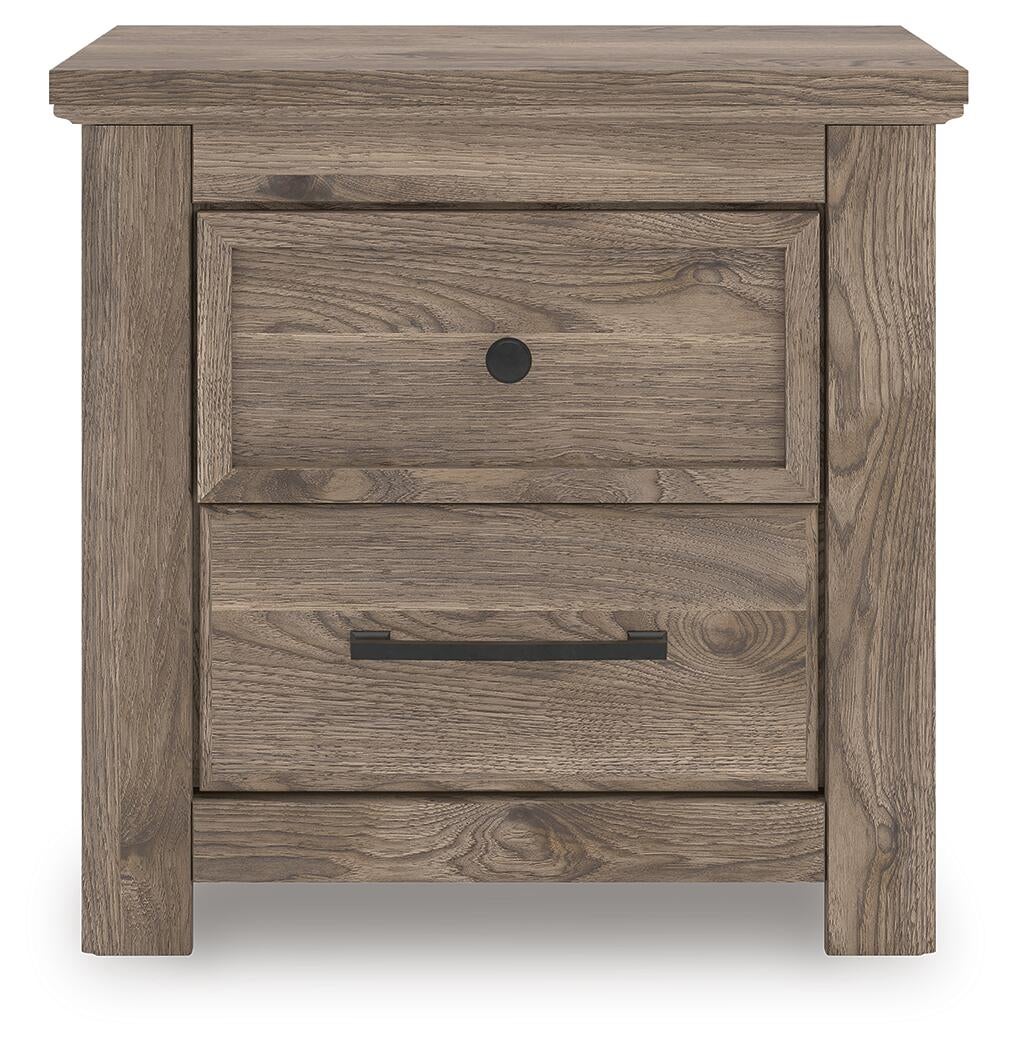 Rusticott  Panel Bed With Mirrored Dresser And Nightstand