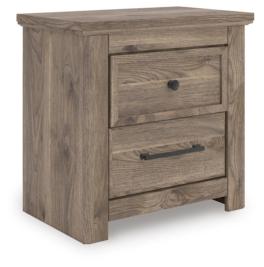 Rusticott  Panel Bed With Mirrored Dresser And Nightstand
