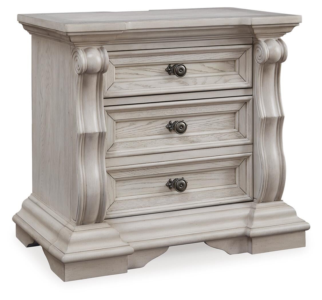 Bruchandi  Upholstered Panel Bed With Mirrored Dresser And Nightstand