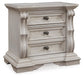 Bruchandi  Upholstered Panel Bed With Mirrored Dresser And Nightstand