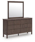 Pamytta  Upholstered Panel Bed, Dresser, Mirror, Chest And Nightstand