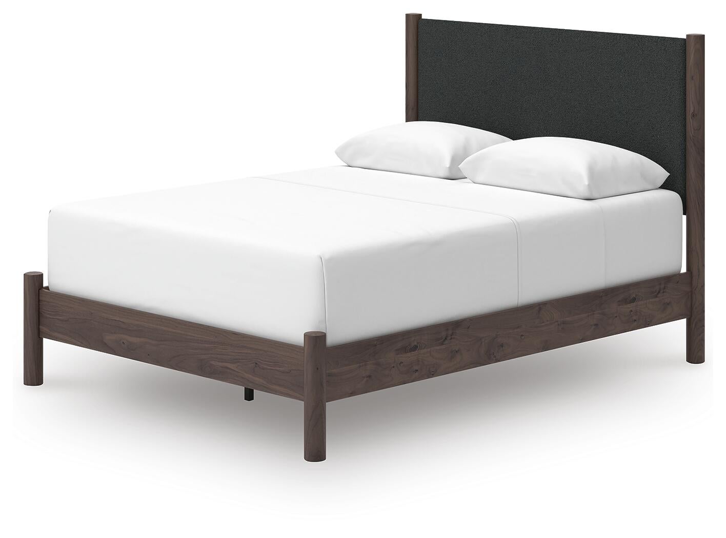 Pamytta  Upholstered Panel Bed, Dresser And Mirror