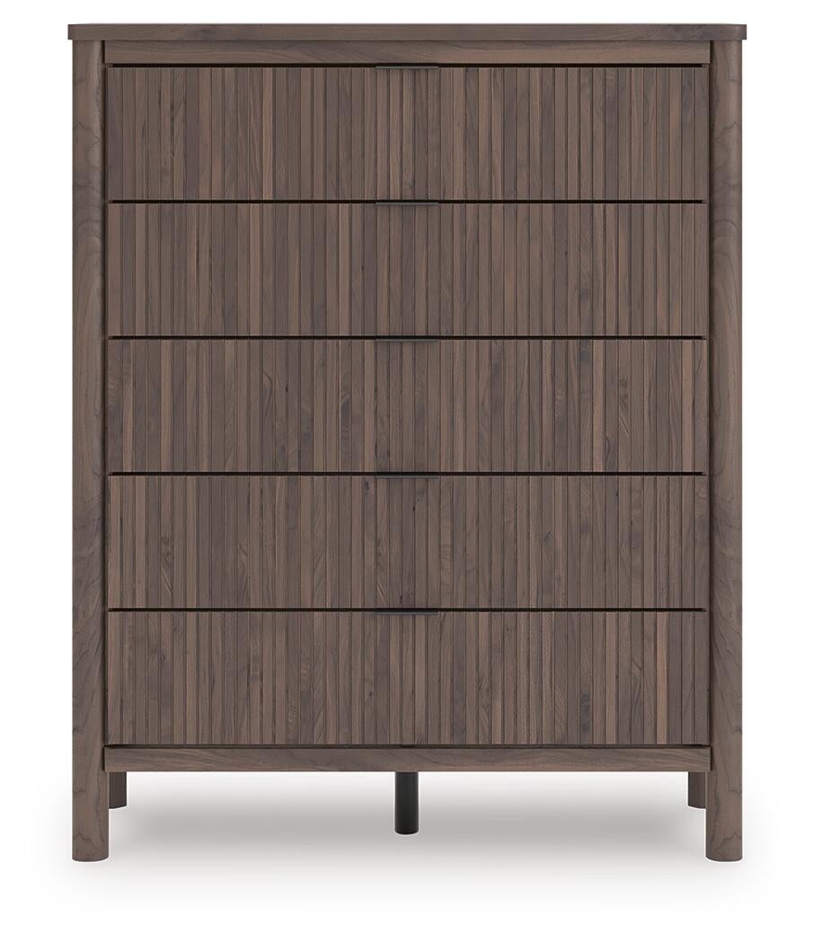 Pamytta  Upholstered Panel Bed, Dresser, Mirror, Chest And Nightstand