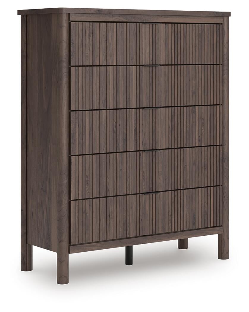 Pamytta  Upholstered Panel Bed, Dresser And Mirror