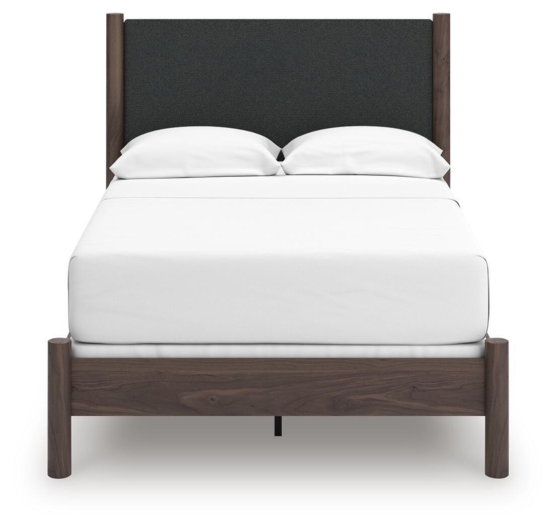 Pamytta  Upholstered Panel Bed, Dresser And Mirror