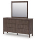 Pamytta  Upholstered Panel Bed, Dresser, Mirror, Chest And Nightstand