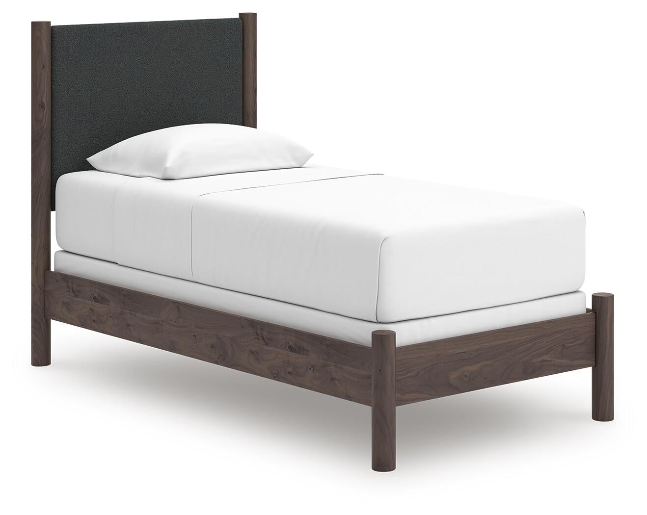 Pamytta  Upholstered Panel Bed, Dresser, Mirror, Chest And Nightstand