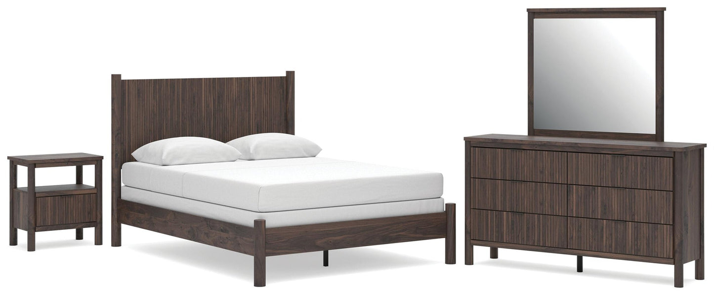 Pamytta  Panel Bed, Dresser, Mirror And Nightstand