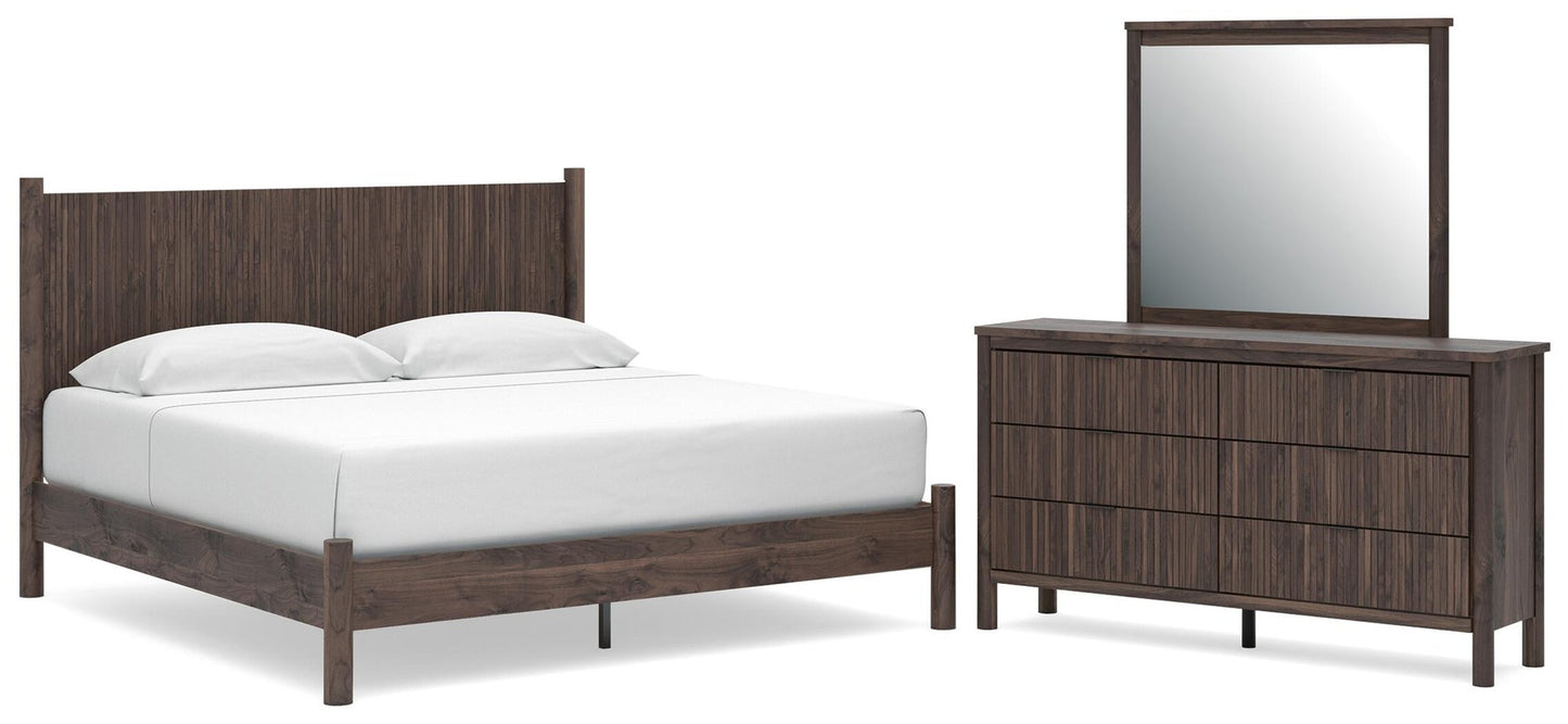 Pamytta  Panel Platform Bed, Dresser And Mirror