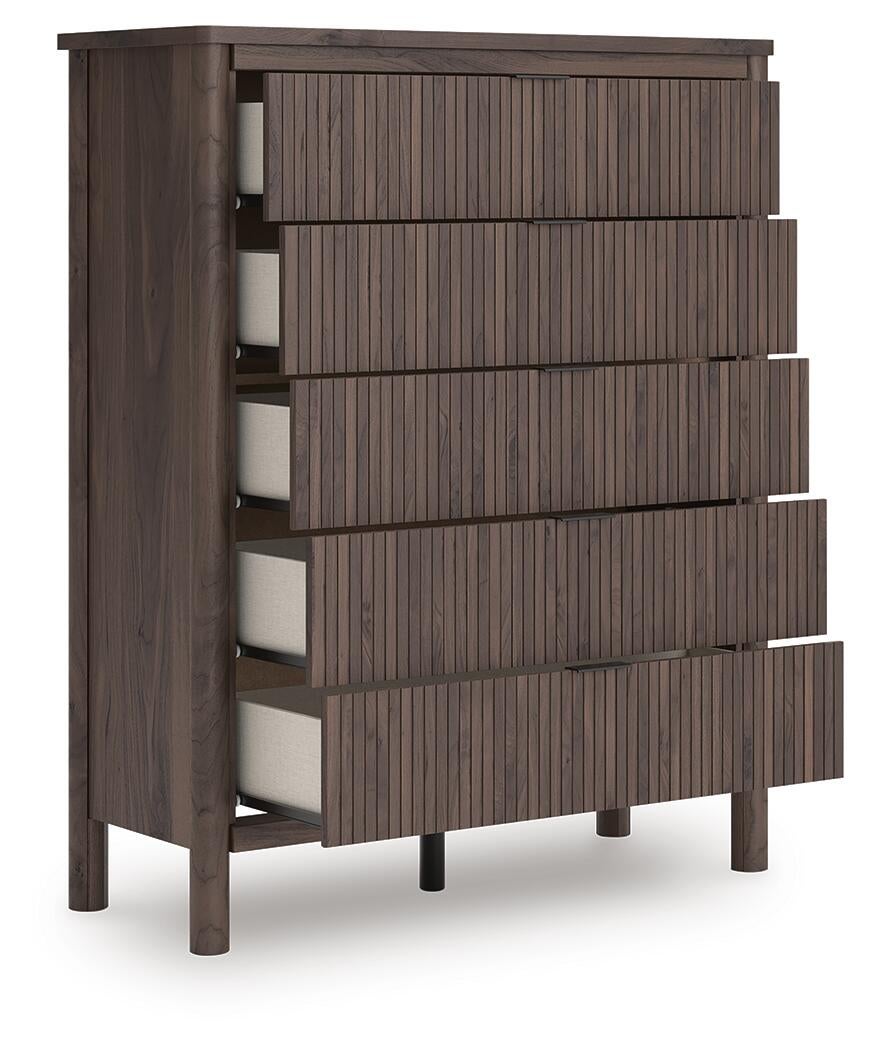 Pamytta  Panel Bed, Dresser, Mirror, Chest And Nightstand
