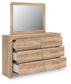 Kinlanni  Upholstered Panel Bed, Dresser, Mirror And Nightstand